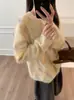 26 Nueva Colección de Otoño: Suéter de punto de cuello redondo estilo coreano con estampado degradado multicolor, hecho de mezcla de cachemira suave y afelpada
