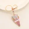 Llavero de Metal de Gatito Lindo, Llavero Creativo de Coche Incrustado con Diamantes, Colgante para Bolso, Regalo de Vacaciones al por Mayor