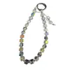 Cadena para teléfono colgante de cuenta de plata tipo terrón de azúcar popular de lujo, accesorio de bolso de cristal de moda de alta gama para mujer