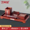 Portalápices de Palo de Rosa Estilo Chino, Pisapapeles, Caja para Tarjetas de Visita, Decoración de Escritorio de Estudio, Caja de Almacenamiento de Madera Maciza