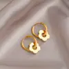 Aretes de Acero de Titanio con Girasol Dorado Estilo Francés, Diseño de Nicho Ins de Moda y Versátiles, Aretes y Pendientes de Gama Alta