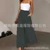 Calça Casual Wide-Leg Fresca de Novo Estilo Primavera/Verão Transfronteiriça Europeia e Americana para Mulheres com Cintura Elástica e Calça Saia de Cintura Alta 2026