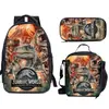 2024 Nueva Mochila Escolar de Doble Capa para Niños, Lonchera, Estuchera, Mochila Infantil con Estampado de Dibujos Animados, Tres Piezas, D