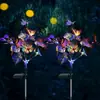 Em estoque lâmpada de solo LED solar de quatro cores em formato de borboleta para árvore decoração de feriado à prova d'água lâmpada para gramado de jardim de villa