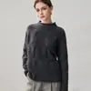 Suéter de punto con cuello semialto para otoño e invierno, suéter de cachemira de seis hilos trenzado grueso para mujer, holgado, elegante, cálido, camiseta de punto básica