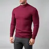 Suéter Tricô Europeu Gola Alta Meia Cor Sólida Elástico Camada Base Em Estoque Suéter Tricô Jacquard Masculino