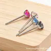 Pendientes de botón para cartílago F136 de aleación de titanio, forma de cuenco de cuatro puntas con Zirconia 6A, estilo de pasador recto, unisex, joyería multicolor para piercing de cartílago