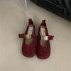 Diseño Zapatos Mary Jane Moda Planos Nuevos Versátiles Zapatos Rojos Primavera y Otoño 2025 Estilo Retro Coreano Estilo Mori