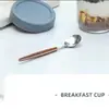 Copo de Aveia Overnight com Colher e Tampa Copo de Café da Manhã Grande Portátil para Menina Copo de Leite Copo de Vidro para Salada Copo de Iogurte Ácido Venda por Atacado