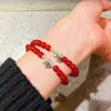Pulsera de plata de ley 925 con diseño, 6 mm, color rojo paloma, calcedonia roja vítrea natural, ágata