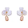 Pendientes de Flor con Goteo de Aceite Estilo Vintage en Plata, Exquisitos y Modernos Aretes tipo Botón Estilo Chanel, Pendientes Simples y Versátiles al por Mayor