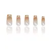 Unhas Trapezoidais Degradê Cor de Café, Peças de Manicure Elegantes Feitas à Mão com um Toque de Luxo, Conjunto de 10 Peças com Design de Gatinho Sorridente Olho de Gato