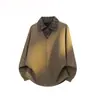 Suministrado directamente por el fabricante, conjunto de sudadera a cuadros de dos piezas falsas para hombre, otoño 2026, atuendo elegante de alta gama con camisa polo de manga larga