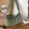 Bolso de Hombro de Lona de Color Sólido de Gran Capacidad Bolso Cruzado Simple Bolso Mensajero Retro Japonés Versátil Mochila para Estudiante Universitario