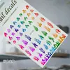 Pegatina de uñas estilo japonés nueva de fábrica, cinta de ballet, estrella, luna, mariposa de ensueño, llama, decoración de pegatina de uñas en blanco y negro