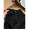 Jeans Retrô Azul Escuro de Cintura Alta Feminino Nova Coleção Primavera e Outono Calças Retas Soltas Emagrecedoras com Pernas Largas