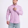 2026 Nova Camisa Casual Cardigan de Manga Longa com Estampa Digital Listrada para Homens de Venda Transfronteiriça Moda de Alta Qualidade Roupas Masculinas
