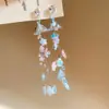 Elegantes y Exagerados Pendientes Largos de Flor Tachonados con Diamantes y Borlas, Modernos Pendientes de Nicho Estilo Ins de Lujo Ligero con Agujas de Plata