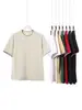 Camiseta de Algodón Nueva de Verano Estilo 220g Color de Contraste Cuello Redondo Manga Corta para Hombre, Marca de Moda Tono Tierra Holgada Casual Versátil Superior