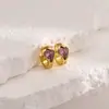 Brincos Europeus e Americanos Transfronteiriços em Aço Inoxidável em Formato de Coração com Incrustação de Zircônia, Toque de Luxo Leve de Alta Qualidade, Banhados a Ouro 18K, Brincos que Não Desbotam