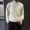 Suéter Novo Design Outono e Inverno 2025 Suéter Bordado de Alta Qualidade Marca Tendência Masculina Camisa Básica Tricotada