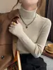 Nuevo Suéter Térmico de Punto para Mujer Otoño Invierno Ropa Interior Cuello Alto Ajustado Cuello de Tortuga Color Maillard Conjunto Superior