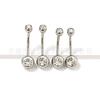 Anillo para ombligo de titanio F136 de doble cabeza con dientes externos, con incrustaciones de circonita diamante checo, clavo de aleación de titanio G23, joyería para perforación del cuerpo humano