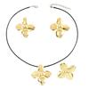 Brincos de Flor Hip Hop Simples Anel Conjunto Personalidade Banhado a Ouro 18K Colar Longo Joias Femininas