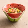 Tazón de Sandía con Cara Sonriente de Fábrica Tazón Doméstico para Sopa y Fideos Tazón de Ensalada Creativo Comercial de Color Bajo Esmalte Tazón de Arroz Lindo para Uso Personal