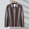 Chaqueta de Piel Sintética para Hombre 2026 Otoño/Invierno Cuello Solapa Cremallera Superior para Personas Jóvenes y de Mediana Edad de Negocios, Abrigo Casual de Piel Cálido Lavable