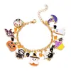 Pulsera de Serie de Halloween de Dibujos Animados Novedosa y Original Transfronteriza con Colgantes de Calabaza con Goteo de Aceite y Fantasma Multielementos Pulsera Festiva