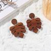 Aretes de Madera, Hojas Geométricas, Anillos de Hongo Exagerados, Aretes de Estilo Europeo y Americano para Mujer