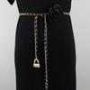 Sentido del Diseño Cadena Delgada para la Cintura Accesorios Cadena de Flores de Camelia para Mujer Decoración Cinturón Cadena para Pantalones Camisa Vestido de Moda