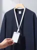 Moletom de manga longa, cor sólida, corte solto, personalizado, para trabalho, com impressão de logotipo, para outono e inverno, gola redonda, roupa de trabalho