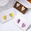 Pendientes Simples de Tres Colores con Diseño de Aguja Plateada Pendientes de Pintura al Óleo Amor Suave Francés Pendientes para el Viaje Diario
