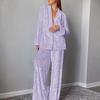 Conjunto de Pijama Duas Peças Longo com Manga Longa e Calça Longa em Veludo Dourado Diamante, Quente, Confortável e Macio, Estilo Europeu e Americano, Conjunto de Loungewear Transfronteiriço para Mulheres