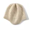 Gorro de Cachemira para Otoño e Invierno para Mujer, Tejido de Punto Trenzado, Versátil Gorro de Cubo de Cachemira, Gorro Ushanka de Cachemira Tejido, Protección para los Oídos, Cálido Gorro de Lana