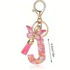 Llavero de moda con letras rosas, lentejuelas de amor, borla de mariposa, llavero, accesorios de colgante de epoxi de cristal para damas