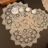 Porta-copos Redondo Bordado Antiderrapante Isolante Térmico de Luxo Leve, Jogo Americano Bordado para Tigela, Tapete Decorativo de Mesa de Cabeceira, Jogo Americano Estilo Étnico
