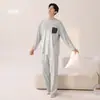 Algodón PuroPijama para Hombre 2026 Nuevo Primavera y Otoño Manga Larga Pantalón Largo Tacto de Alta Gama Tallas Grandes Se Puede Usar Fuera de Casa Ropa de Casa