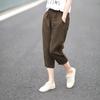 Pantalones capri de lino informales de estilo japonés transfronterizo para mujer, pantalón holgado de algodón y lino, para verano