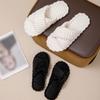 Pantuflas de Algodón con Rayas Abiertas y Tiras Cruzadas para Mujer, Pantuflas de Felpa Cómodas y Sencillas para el Hogar, Pantuflas de Felpa