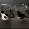 Copo de vidro criativo e fofo estilo japonês com tema de gato, adequado para meninas, para água, café ou leite, um copo de café da manhã com design de pata de gato, perfeito para uso doméstico