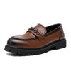 Zapatos con Borlas para Hombre Estilo Coreano Retro Británico Punta Redonda Zapatos de Piel Zapatos para Hombre Brock Zapatos Gruesos Slip-on Zapatos de Piel de Diseñador