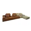 Sofá de Tecido Lawrence, Design Minimalista de Linha Reta Estilo Italiano, Sala de Estar Grande, Moderno de Alto Padrão Personalizado, Fabricado na Fábrica, Madeira Maciça, Luxo Leve