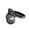 Anillo Eaby Nicho Gama Alta Exquisito Micro-pavimentado Zircón Anillo Dedo Índice Elegante Anillo Doble Capa Anillo Perla Accesorios