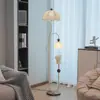 Luminária de Chão Francesa Sala de Estar Quarto Atmosfera Creme Estilo Retrô Decoração de Sofá Luminária de Mesa de Cabeceira Vintage Dimerização Contínua de Três Cores