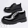 Zapatos transfronterizos talla grande 48, colección versátil de otoño, con cordones para hombre, bloques de color, diseño de puntera gruesa, zapatos Derby casuales de suela gruesa estilo británico