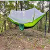 Hamaca de apertura rápida totalmente automática con mosquitero, hamaca de camping exterior individual/doble de tela de nylon con postes de soporte, hamaca a prueba de mosquitos