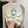 Nueva camiseta infantil, versátil, de cuello alto medio, manga larga, forro polar, top para niñas, estilo casual de otoño e invierno para niñas pequeñas